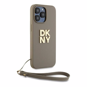 DKNY Wrist Strap Stock Logo Suojakuori iPhone 15 Pro Max:lle - Beige