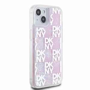 DKNY Liquid Glitter Multilogo Suojakuori iPhone 15 / 14 / 13:lle - vaaleanpunainen