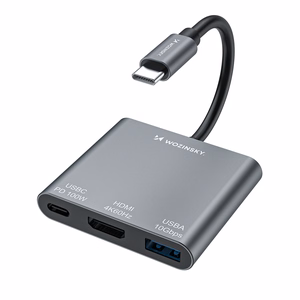 Wozinsky WHCH-01 USB-C PD 100W HDMI 4K@30Hz USB-A 10Gbps Keskitin - harmaa