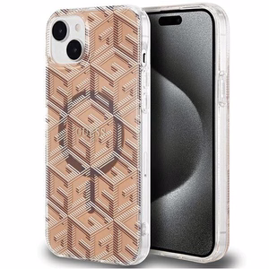 Guess IML GCube MagSafe Suojakuori iPhone 15:lle - ruskea