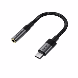 Acefast J12 USB-C 3.5mm mini jack sovitin - musta