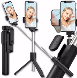 Selfiekeppi WHS1Y teleskooppijalusta 1m puhelinpidikkeellä - musta