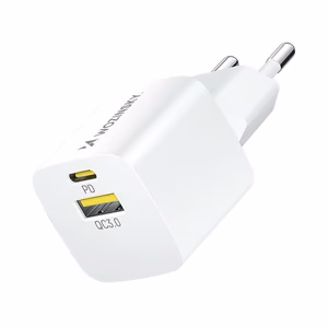 Wozinsky WWCEAC GaN USB-A USB-C 33W seinälaturi - valkoinen