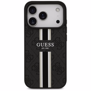 Guess 4G Printed Stripes MagSafe suojakuori iPhone 17 Pro:lle musta