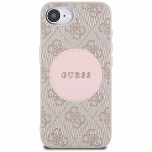 Guess HC MagSafe PU 4G Circle with Classic Logo Suojakuori iPhone 16e:lle - Vaaleanpunainen