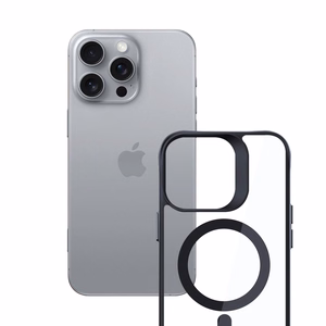 3mk Satin Armor MagCase MagSafe-tuella iPhone 16 Pro Max:lle - Läpinäkyvä mustalla kehyksellä