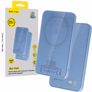 Blavec BJ-04 5000 mAh erittäin ohut magneettinen MagSafe-varavirtalähde, 7,8 mm, USB-C, 22,5 W, 3-in-1 (PBBJ04-MC5LB) (väri: vaaleansininen; lasipinta)