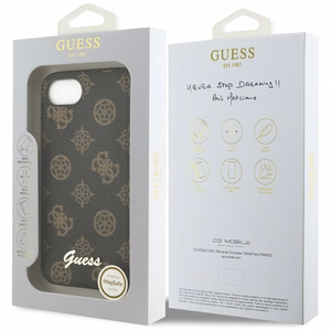 GUESS Peony Script Logo MagSafe Alkuperäinen Suojakuori iPhone 17e/16e:lle - Musta
