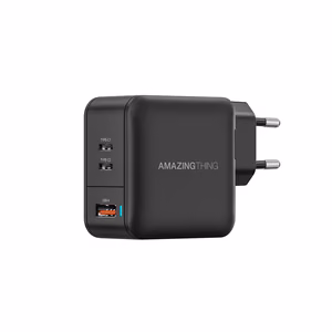 Amazing Thing Thunder Pro GaN Seinälaturi USB + 2x Type-C PD 66W - musta