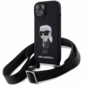 Karl Lagerfeld KLHCP15SSCBSKNK iPhone 15 6.1 kovakuori musta/musta Crossbody Silikoninen Ikonik
