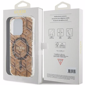 Guess IML GCube MagSafe Suojakuori iPhone 15 Pro:lle - ruskea