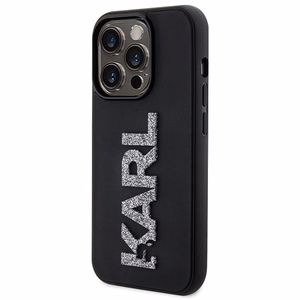 Karl Lagerfeld Suojakuori iPhone 15 Pro Max:lle KLHCP15X3DMBKCK (3D Logo Glitter) musta