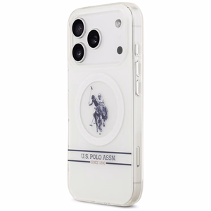 US Polo DH and Bottom Stripe Logo MagSafe Suojakuori iPhone 17 Pro:lle - Valkoinen