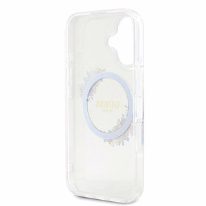 Guess IML Flowers Wreath MagSafe Suojakuori iPhone 16 Plus:lle - läpinäkyvä