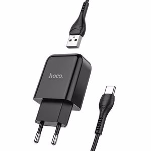 Puhelinlaturi Hoco USB A 2A 10W + kaapeli USB A - USB C N2 musta