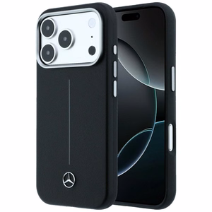 Mercedes nahka Iconic Line MagSafe suojakuori iPhone 17 Pro Max - musta