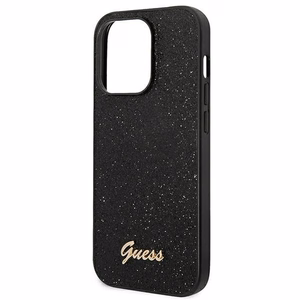 Guess Glitter Script kotelo iPhone 14 Pro:lle - Musta