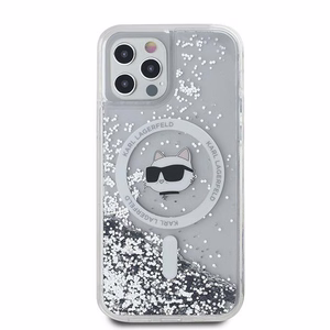 Karl Lagerfeld Liquid Glitter Choupette Head MagSafe suojakuori iPhone 12 / 12 Pro:lle - läpinäkyvä