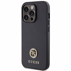 Guess GUHCP15LPS4DGPK iPhone 15 Pro 6,1 musta/musta kovakuori Strass Metal Logo