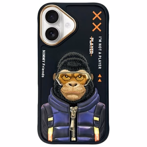 Nimmy Cool&Cute 2.0 Apina Suojakuori iPhone 16:lle - musta