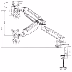 Maclean MC-860 näytönkiinnike / jalusta 68,6 cm (27") musta pöytä