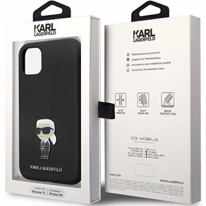 Karl Lagerfeld Suojakuori iPhone 11:lle KLHCN61SMHKNPK musta HC Silikoninen Ikonik Metal Pin