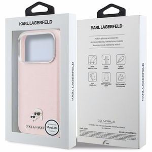 Karl Lagerfeld MagSafe -suojakuori iPhone 17 Pro Max 6,9" PU K&C Head Pin vaaleanpunainen