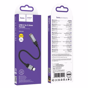 Hoco UPA32C sovitin USB C (uros) - Jack 3,5 mm (naaras) musta