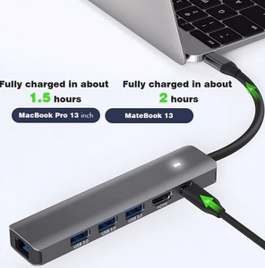 Adapteri USB Type-C - HDMI, LAN, 3x USB 3.0 Type-A, USB Type-C PD100W
