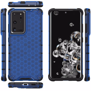 Honeycomb tapauksessa panssaroitu kansi geelirunko Samsung Galaxy S22 Ultra sininen