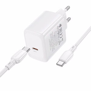 Borofone verkkolaturi BN33 Fuente GaN Type C - QC3.0 PD 40W ja Type C - Type C -kaapeli valkoinen