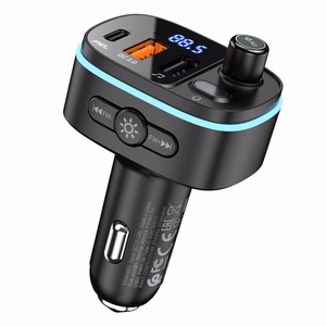 Autoon Bluetooth-lähetin Hoco 2 x USB A + USB C QC3.0 PD 20W E62 musta