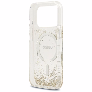 Guess MagSafe Suojakuori iPhone 17 Pro:lle GUHMP17LRGRGED (Resin Bottom Glitter) - Kultainen