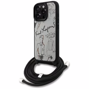 Karl Lagerfeld Crossbody Grained Pattern & Logo Suojakuori iPhone 16 Pro Max:lle - Harmaa