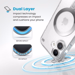 Speck Presidio Perfect-Clear -suojakuori MagSafe- ja ClickLock-tuella iPhone 16:lle, Clear/Chrome