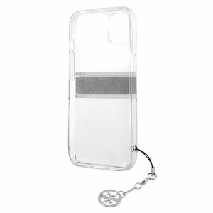 Guess GUHCP13SKB4GGR iPhone 13 mini 5.4" läpinäkyvä kovakotelo 4G harmaa hihna Charmi