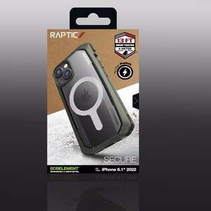 Raptic X-Doria Secure Case iPhone 14 kanssa MagSafe panssaroitu suojus vihreä