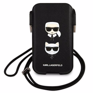 Karl Lagerfeld Saffiano Ikonik Karl&Choupette Head 6.1'' käsilaukku - musta