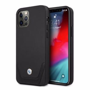 BMW Nahkainen rei'itetty kotelo iPhone 12 Pro Max - musta