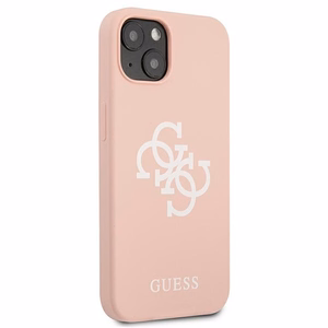 Guess GUHCP13SLS4GWPI iPhone 13 mini 5.4" vaaleanpunainen/vaaleanpunainen kova kotelo Silikoni 4G Logo