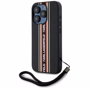Karl Lagerfeld Saffiano Athleisure Stripes Cord Suojakuori iPhone 15 Pro Max:lle - punainen