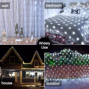 LED-valoverho (120 lamppua) 1,5M x1,5M kylmä valkoinen