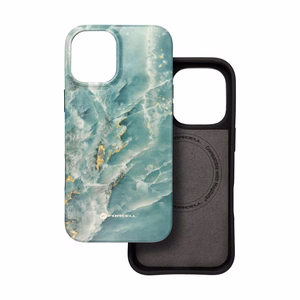 Suojakuori iPhone 16 PLUS:lle Forcell F-Protect Mirage MagSafe-yhteensopiva Military Drop-Test vihrea marmori