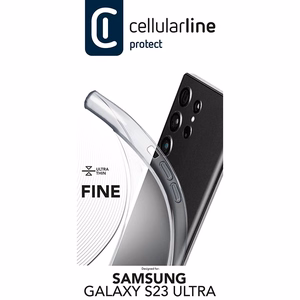 Cellularline Fine suojakuori Samsung Galaxy S23 Ultra -laitteelle, läpinäkyvä