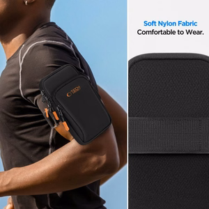 Tech-Protect M7 Universal Sport Armband Suojakuori - Musta ja Oranssi