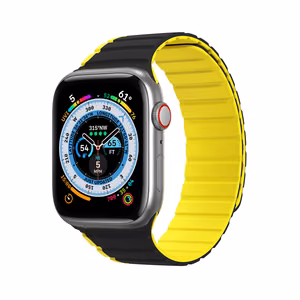 Magneettinen Apple Watch SE, 9, 8, 7, 6, 5, 4, 3, 2, 1 (41, 40, 38 mm) Dux Ducis Hihna (LD Version) - musta ja keltainen