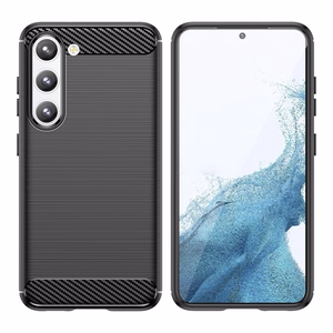 Carbon Case joustava silikoninen hiilikuitukuori Samsung Galaxy S23+:lle - musta