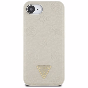 GUESS Grained Hot Stamp Peony Triangle Logo MagSafe Alkuperäinen Suojakuori iPhone 17e/16e:lle - Beige