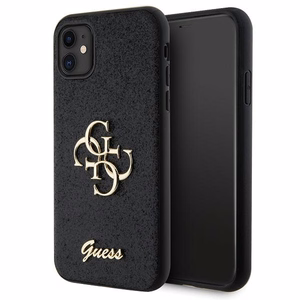 Guess GUHCN61HG4SGK Suojakuori iPhone 11 / Xr:lle - musta Glitter Script Big 4G