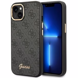 Guess Suojakuori iPhone 13 / 14 / 15 GUHCP14SHG4SHK (4G Vintage Gold Logo) musta